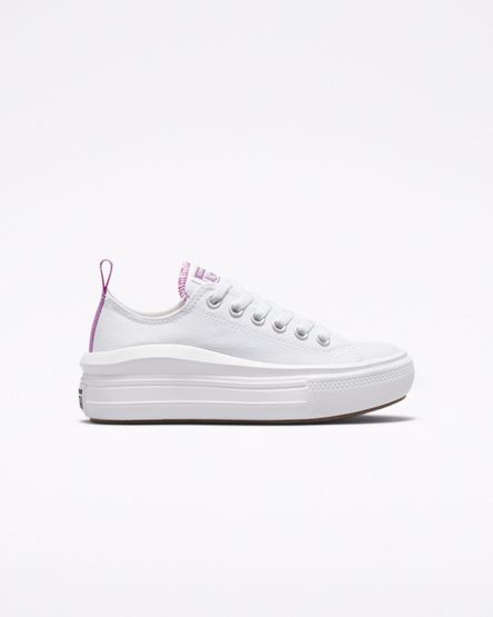 Sapatos Plataforma Converse Chuck Taylor All Star Move Cano Baixo Menina Branco Roxo Branco | PT C051P49